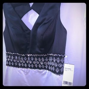 Black and white evening dress.